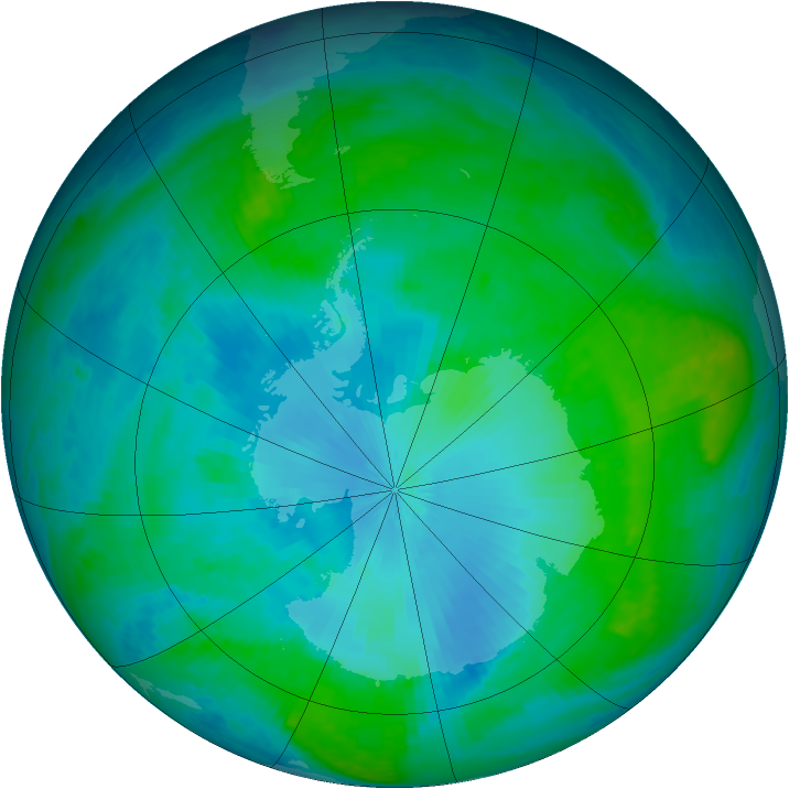 Antarctic ozone map for 30 January 2003